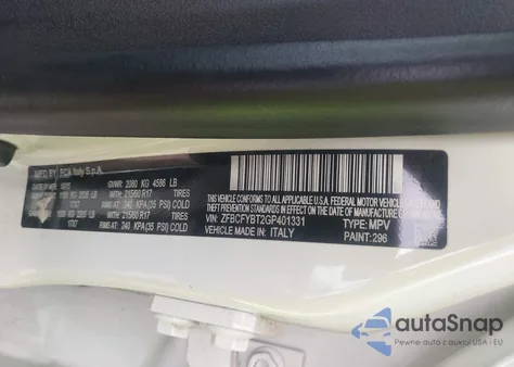 2016 Fiat 500X Easy from USA, damaged, VIN ZFBCFYBT2GP401331